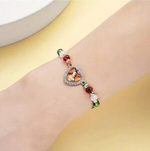 1 Virgin Mary Pendant Colorful Beads Braided Bracelet For Women Girls